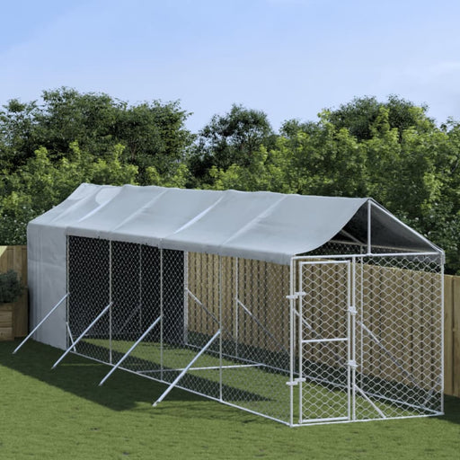 Outdoor Dog Kennel with Roof Silver 2x10x2.5 m Galvanised