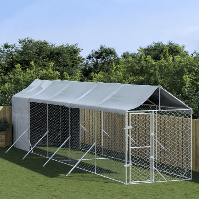Outdoor Dog Kennel with Roof Silver 2x10x2.5 m Galvanised