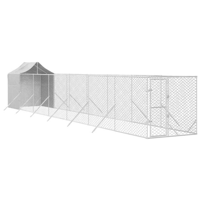 Outdoor Dog Kennel with Roof Silver 2x14x2.5 m Galvanised