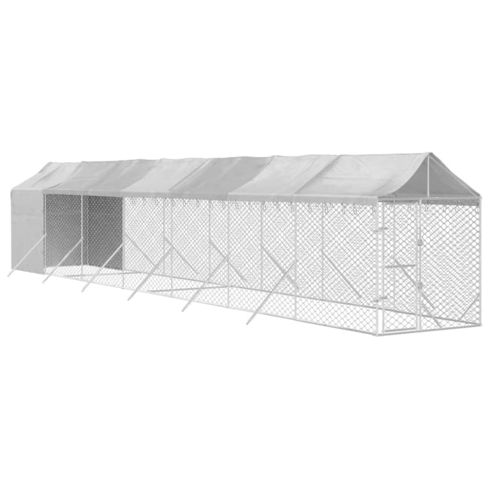 Outdoor Dog Kennel with Roof Silver 2x14x2.5 m Galvanised