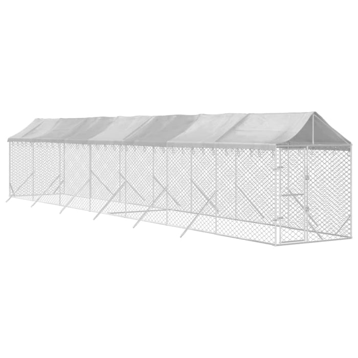 Outdoor Dog Kennel with Roof Silver 2x14x2.5 m Galvanised