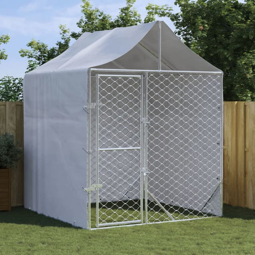 Outdoor Dog Kennel With Roof Silver 2x2x2.5 m Galvanised