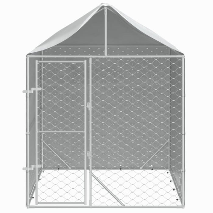 Outdoor Dog Kennel with Roof Silver 2x2x2.5 m Galvanised