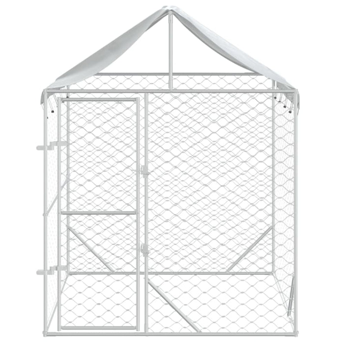 Outdoor Dog Kennel with Roof Silver 2x2x2.5 m Galvanised