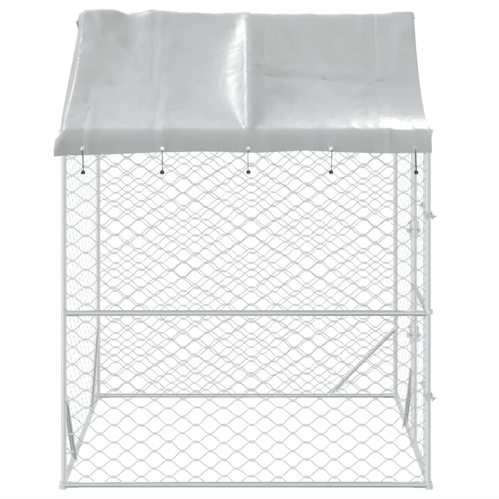 Outdoor Dog Kennel with Roof Silver 2x2x2.5 m Galvanised