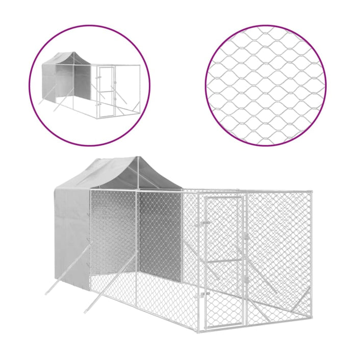 Outdoor Dog Kennel with Roof Silver 2x6x2.5 m Galvanised