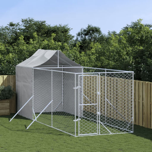 Outdoor Dog Kennel with Roof Silver 2x6x2.5 m Galvanised