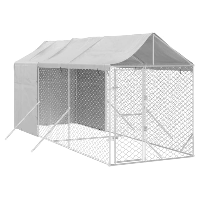 Outdoor Dog Kennel with Roof Silver 2x6x2.5 m Galvanised