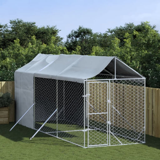 Outdoor Dog Kennel with Roof Silver 2x6x2.5 m Galvanised