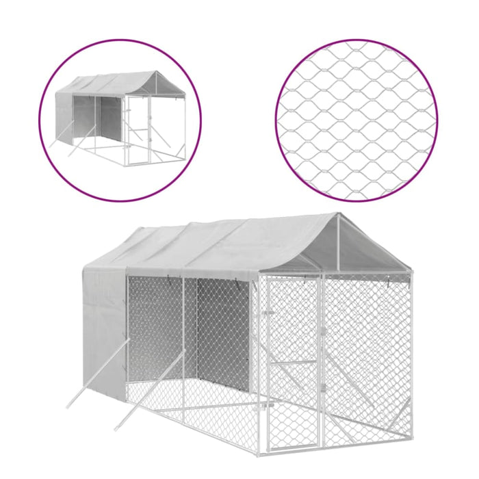 Outdoor Dog Kennel with Roof Silver 2x6x2.5 m Galvanised