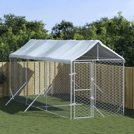 Outdoor Dog Kennel with Roof Silver 2x6x2.5 m Galvanised