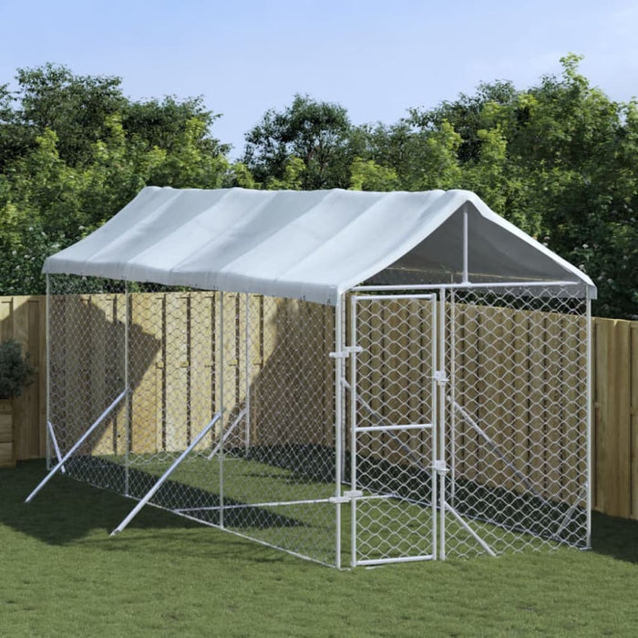 Outdoor Dog Kennel with Roof Silver 2x6x2.5 m Galvanised