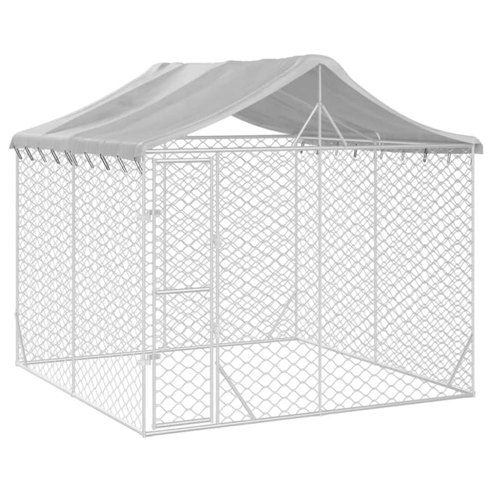 Outdoor Dog Kennel with Roof Silver 3x3x2.5 m Galvanised