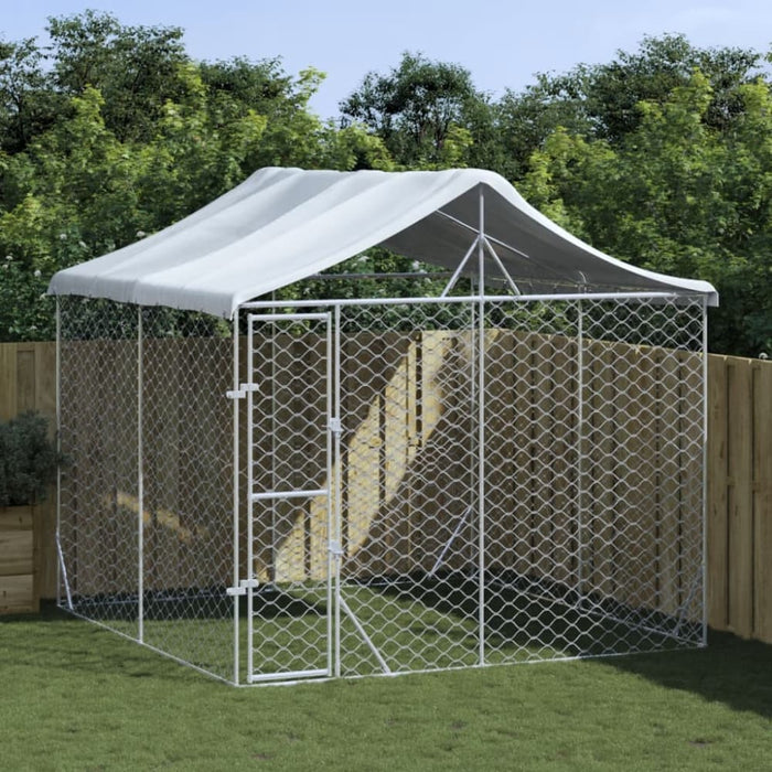 Outdoor Dog Kennel with Roof Silver 3x3x2.5 m Galvanised