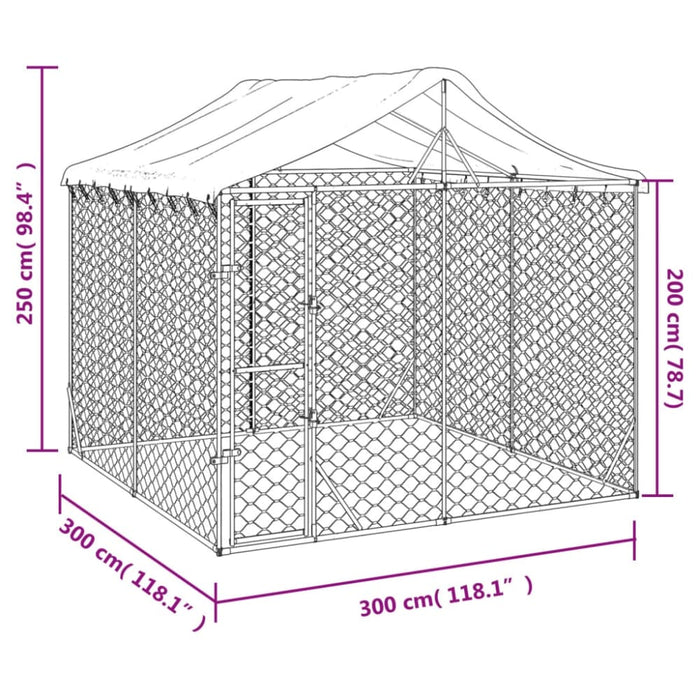 Outdoor Dog Kennel with Roof Silver 3x3x2.5 m Galvanised