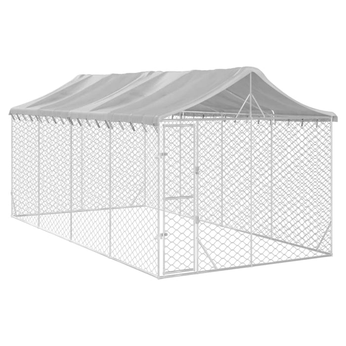 Outdoor Dog Kennel with Roof Silver 3x6x2.5 m Galvanised