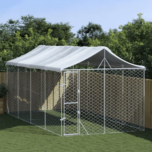 Outdoor Dog Kennel With Roof Silver 3x6x2.5 m Galvanised