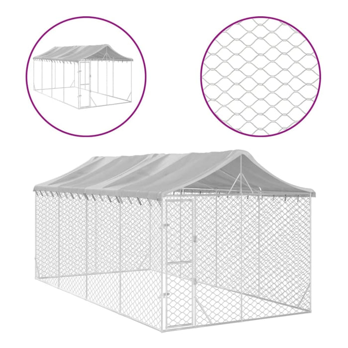 Outdoor Dog Kennel with Roof Silver 3x6x2.5 m Galvanised