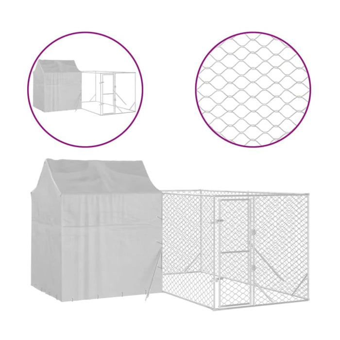 Outdoor Dog Kennel with Roof Silver 4x4x2.5 m Galvanised