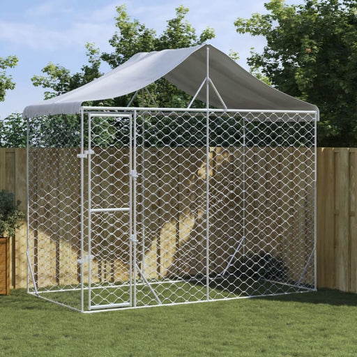 Outdoor Dog Kennel With Roof Silver 3x1.5x2.5 m Galvanised