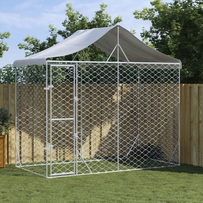 Outdoor Dog Kennel with Roof Silver 3x1.5x2.5 m Galvanised