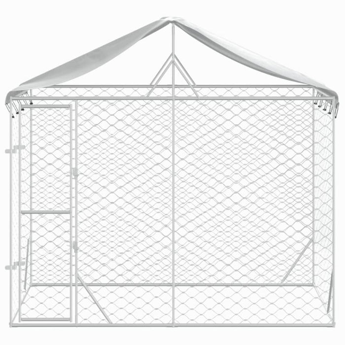 Outdoor Dog Kennel with Roof Silver 3x1.5x2.5 m Galvanised