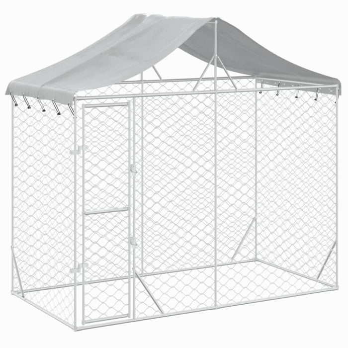 Outdoor Dog Kennel with Roof Silver 3x1.5x2.5 m Galvanised