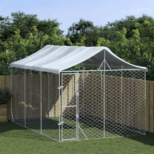 Outdoor Dog Kennel With Roof Silver 3x4.5x2.5 m Galvanised