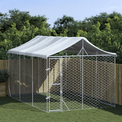 Outdoor Dog Kennel with Roof Silver 3x4.5x2.5 m Galvanised