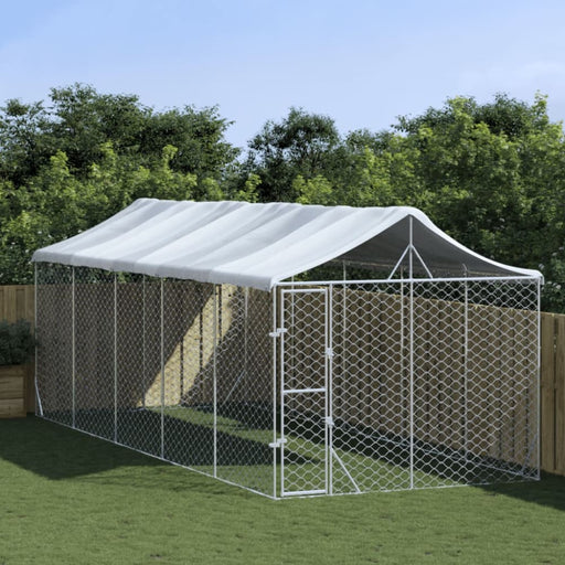 Outdoor Dog Kennel With Roof Silver 3x7.5x2.5 m Galvanised