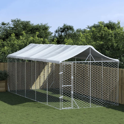 Outdoor Dog Kennel with Roof Silver 3x7.5x2.5 m Galvanised