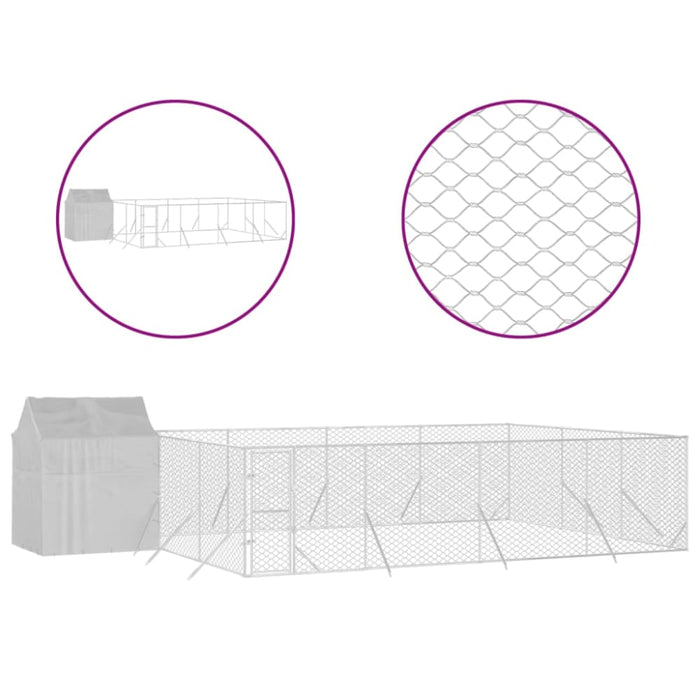 Outdoor Dog Kennel with Roof Silver 6x6x2.5 m Galvanised