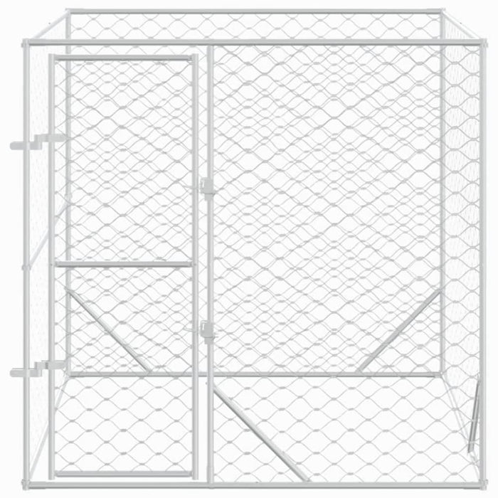 Outdoor Dog Kennel Silver 2x2x2 m Galvanised Steel Optlia
