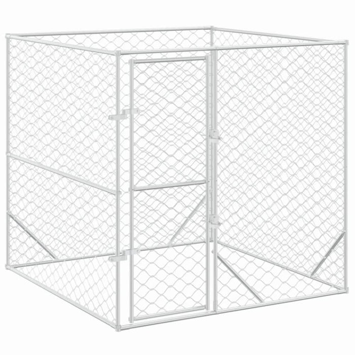 Outdoor Dog Kennel Silver 2x2x2 m Galvanised Steel Optlia