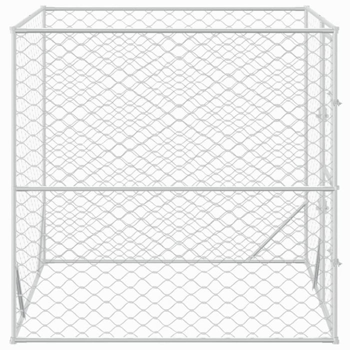 Outdoor Dog Kennel Silver 2x2x2 m Galvanised Steel Optlia