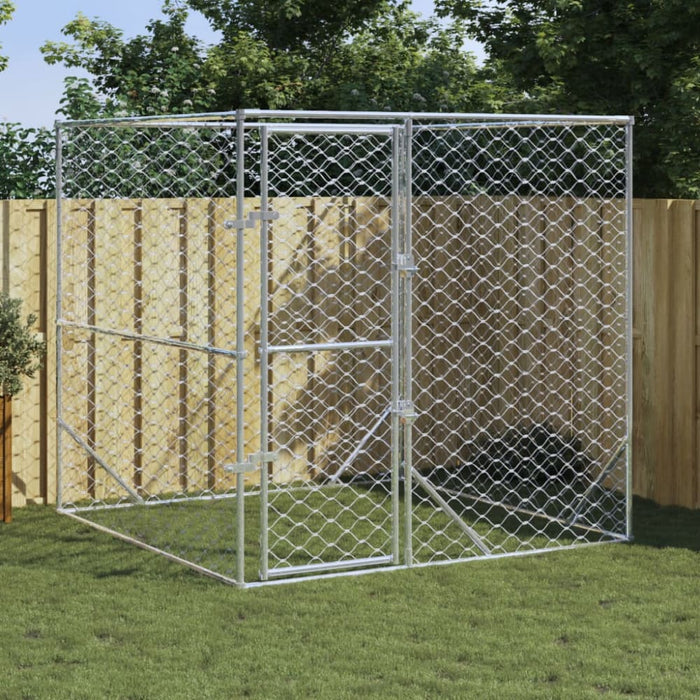 Outdoor Dog Kennel Silver 2x2x2 m Galvanised Steel Optlia