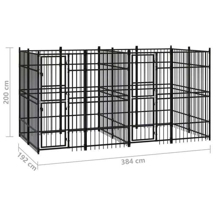 Outdoor Dog Kennel Steel 7.37 M² Tbknbob