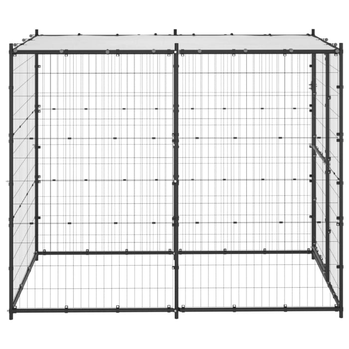 Outdoor Dog Kennel Steel with Roof 110x220x180 Cm Opbikp