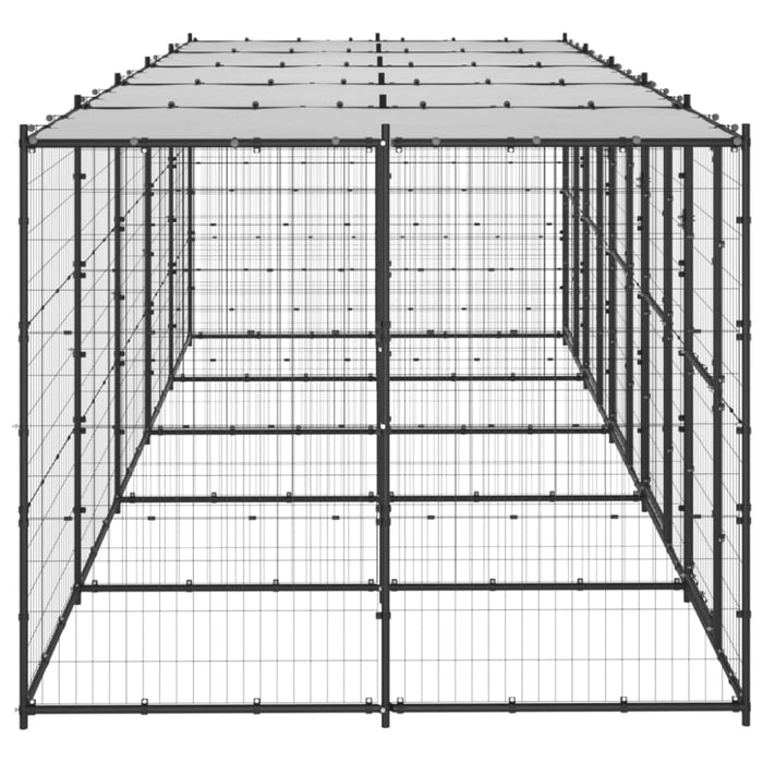 Outdoor Dog Kennel Steel With Roof 12.1 M² Tbnxxpx