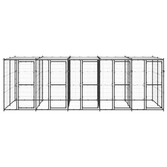 Outdoor Dog Kennel Steel With Roof 12.1 M² Tbnxxpx