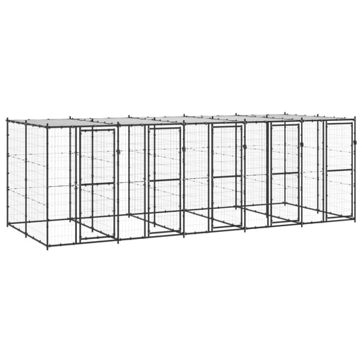 Outdoor Dog Kennel Steel With Roof 12.1 M² Tbnxxpx