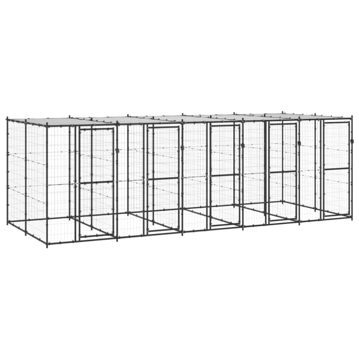 Outdoor Dog Kennel Steel With Roof 12.1 M² Tbnxxpx