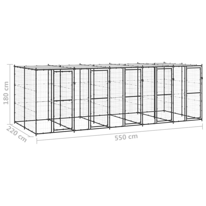 Outdoor Dog Kennel Steel With Roof 12.1 M² Tbnxxpx