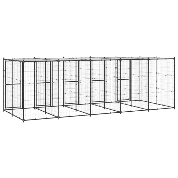 Outdoor Dog Kennel Steel With Roof 12.1 M² Tbnxxpx