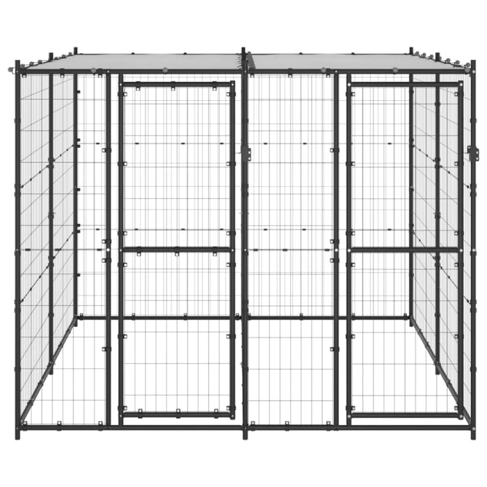 Outdoor Dog Kennel Steel With Roof 4.84 M² Tbnxxak