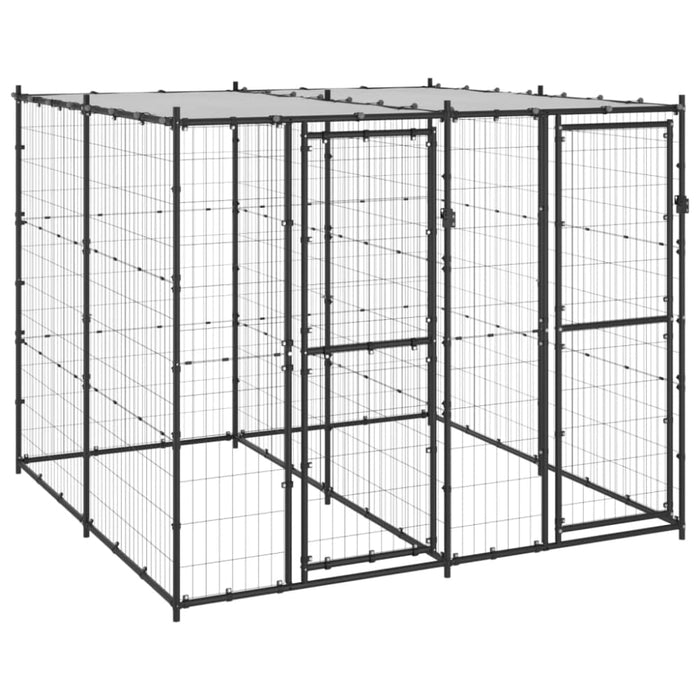 Outdoor Dog Kennel Steel With Roof 4.84 M² Tbnxxak