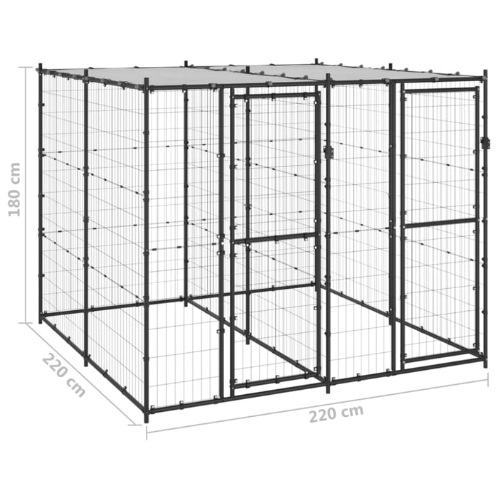 Outdoor Dog Kennel Steel With Roof 4.84 M² Tbnxxak