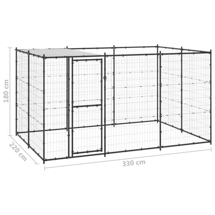 Outdoor Dog Kennel Steel with Roof 7.26 M² Tbnxxkt