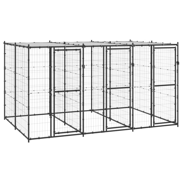 Outdoor Dog Kennel Steel With Roof 7.26 M² Tbnxxpb