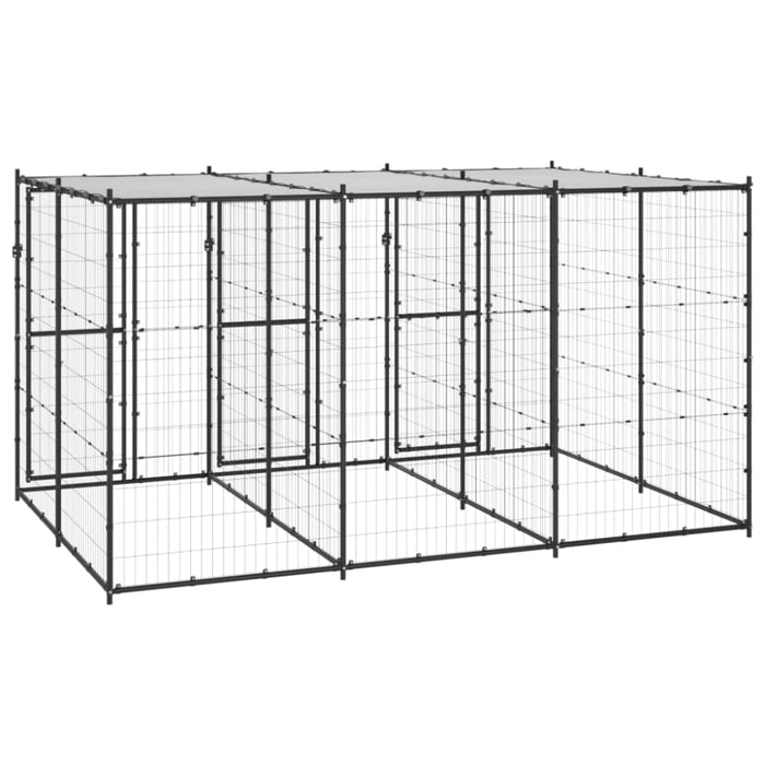 Outdoor Dog Kennel Steel With Roof 7.26 M² Tbnxxpb